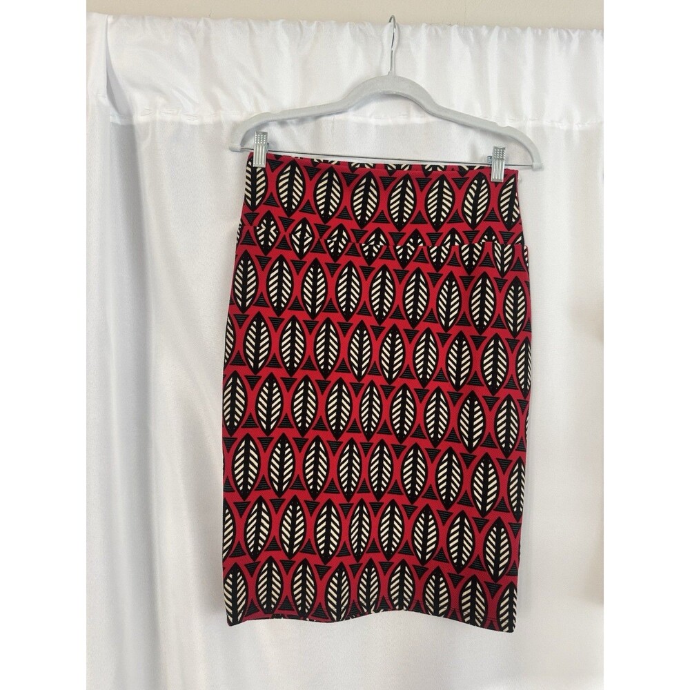 LuLaRoe Women's Geometric Knit Pencil Skirt Red Black White Size Small